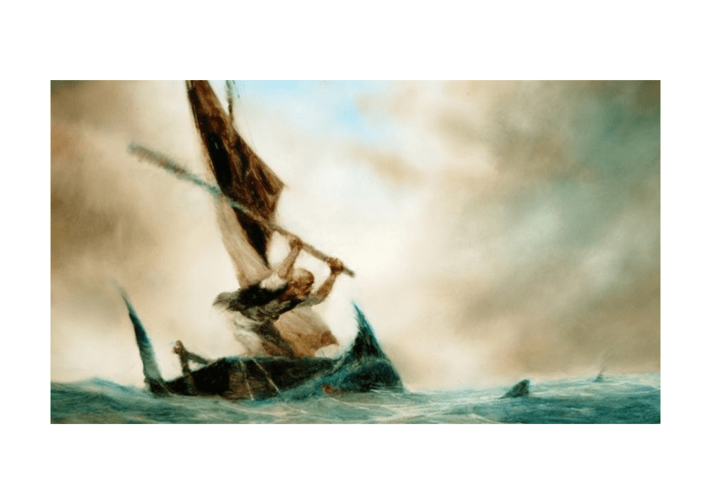 Trecho da animação O velho e o mar